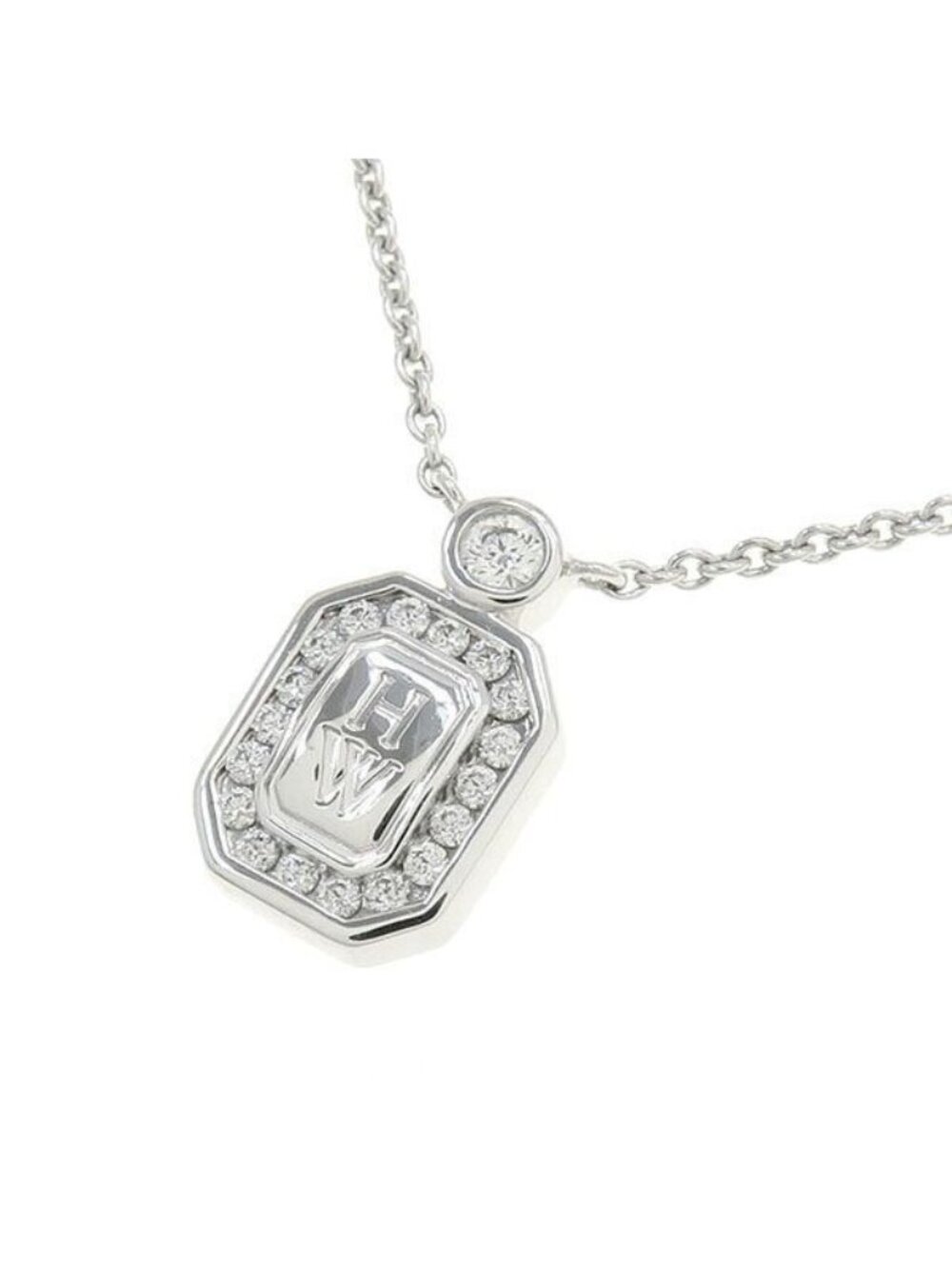 Harry Winston HW Logo Necklace Diamond